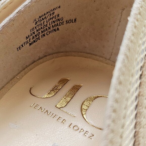 J LO Jennifer Lopez Women Heel sandal Pump Beige Textile Upper Shoe Size 8.5M - Picture 12 of 12